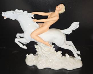 Wallendorf Porcelain Figurine of a Nude Woman Riding a Horse