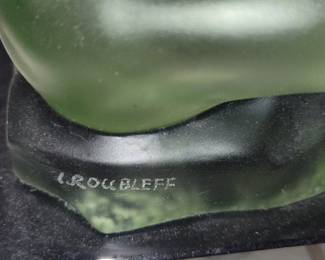 Art Deco Nude Glass Sculpture by  I. Rougleff 