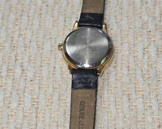 Timex Easy Reader Women's Gold-Tone Watch with Black Leather Strap