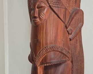 Hand Carved Wooden African Mask with Inlays