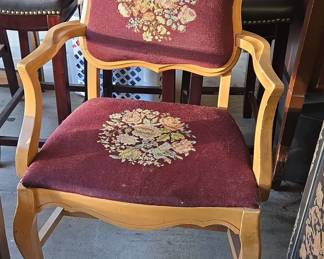 Vintage Louis XV Style Needlepoint Armchair