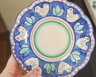 Vietri Solimene Ceramic Plate with Birds