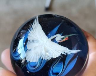 Daniel Salazar Lumberg studios "Swan" Glass Paperweight