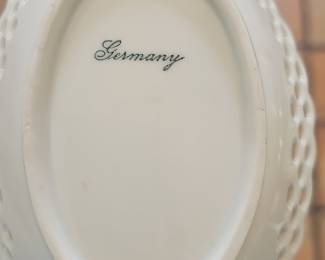 Schumann Arzberg Germany Porcelain Trinket Dish with Floral Decor and Reticulated Rim