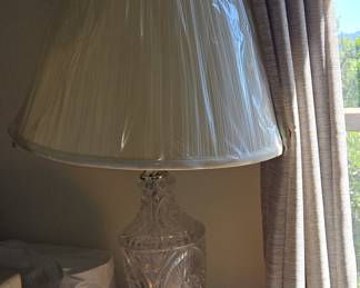 Vintage Hand-Cut Crystal Urn Table Lamp with Brass Base