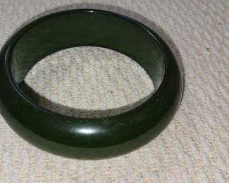 Dark Green Nephrite Jade Bangle Bracelet