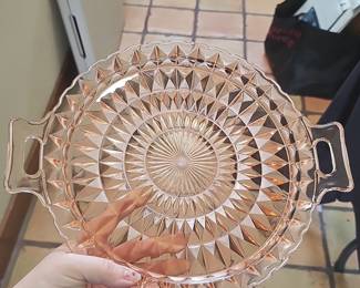 Pink Depression Glass Windsor Cake Stand
