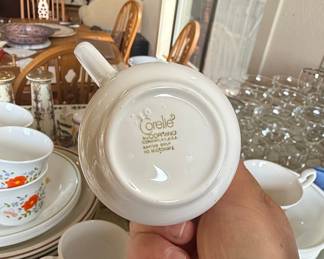 Corelle "Strawberry Sundae" Pattern Tea Cups and Saucers