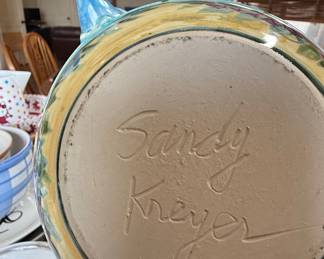 Sandy Kreiger Ceramic Bowl with Bird Figurine