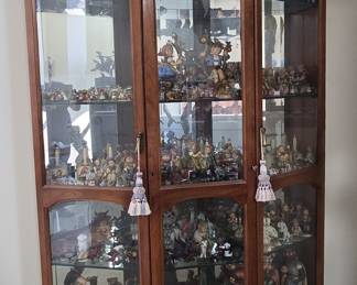 Vintage Corner Curio Cabinet with Figurines