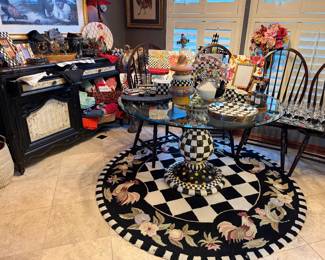 Mackenzie Childs! Pedestal Table, tea pot, cutting board, picture frames, etc.