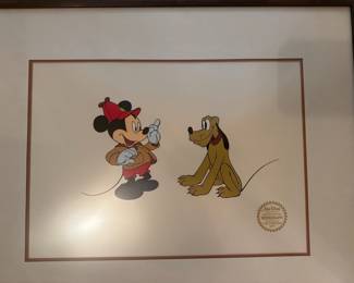 Vintage Walt Disney limited edition serigraph featuring Mickey & Pluto