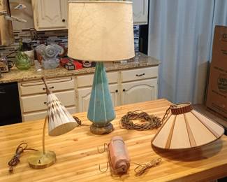 Mid century modern table and wall lamps