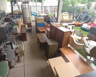 Vintage furniture, Hi Fi speakers, water skis, snow skis, vintage tires miscellaneous vintage items