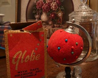 Globe Pin Cushion  Thimble Holder