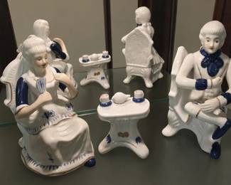 Victorian Couple Porcelain Figurine Set