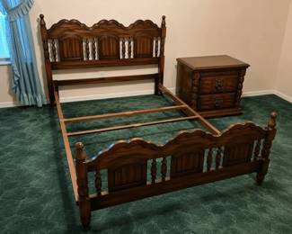 Spanish Revival Bed Frame and Nighstand