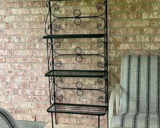 Small black metal bakers rack Measures 5’8” tall x 3’3” wide x 13.5” deep