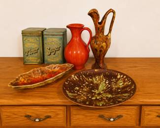 MidCentury Modern drip glaze lava glaze pottery