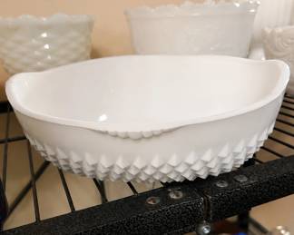 Milk Glass Diamond Point Toed Candy Dish