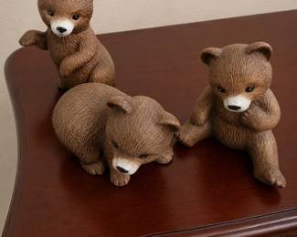 Vintage Brown Bear Cub Figurine Set