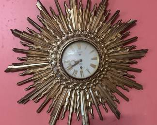 Vintage Gold Sunburst Wall Clock