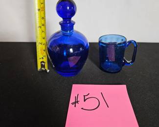 Item #51 Cobalt Lot (couldn't get stopper out of bottle) $10