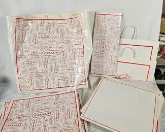 Item #214 Lot of Coach gift bags, tissue paper, boxes $15
