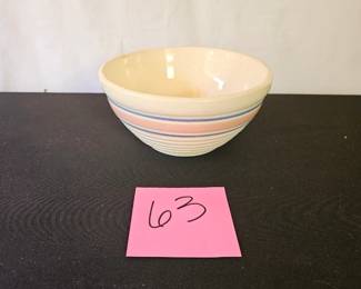 Item #63 Pink & Blue Striped Beehive Pottery Bowl 6½" $25