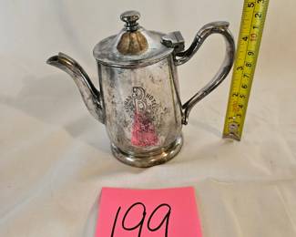 Item #199 Victor S Co. Bismarck Hotel Silver soldered pitcher $40