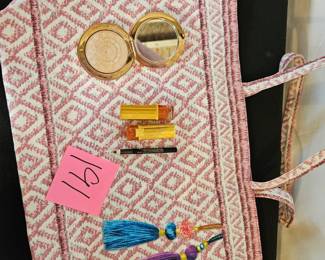 Item #191 Large Estee Lauder Bag and assorted makeup expiration unknown $8
