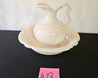Item #18 Haeger Pitcher & Basin (chip and crack on bottom, see all photos) $8