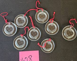 Item #28 Heart Glass (Crystal?) Ornaments $28