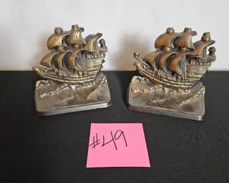 Item #49 Brass Ship Bookends $30