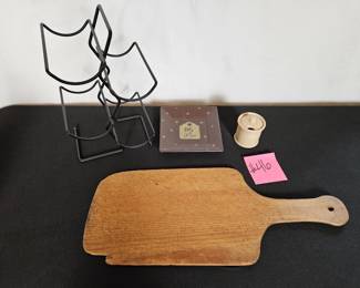 Item #46 Kitchen Lot w Antique Cutting Board $12