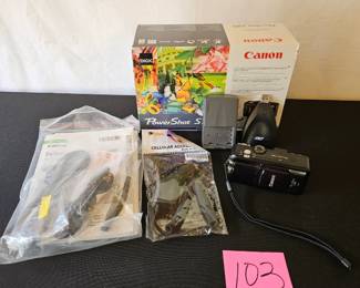 Item #103 Canon PowerShot and Accessories (Battery did NOT charge- untested) $25