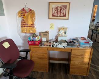 Office Chair, oriental dress, craft supplies, embossing materials