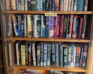 Hardback books, mostly fantasy or science fiction
