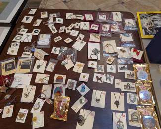 Assorted jewelry - necklaces, pins, watch