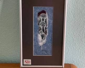 Painted feather artwork