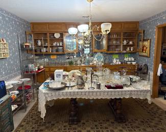 Vintage glassware, dishes, platters, serving