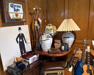 Beer signs, guitars, art 