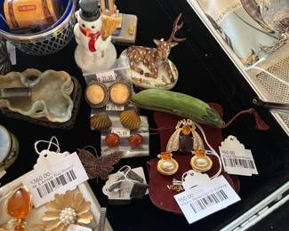 9k & Amber Bug Brooch, Vogue Bijoux Clip On Earrings, Vogue Bijoux Brooch 