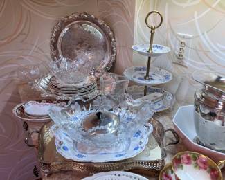 Tiered Tray, Decorative Bowls, Silver Tray, Plates 