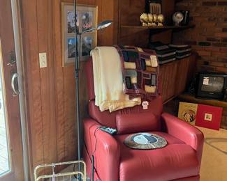 Recliner, Floor Lamp, Magazine Holder