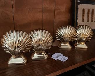 Brass Seashell Bookends 