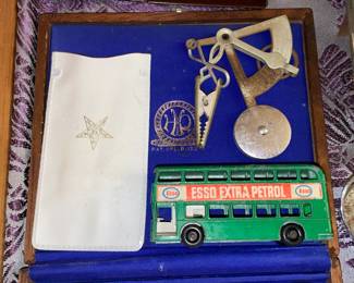 Vintage Esso Extra Petrol Double Decker Bus Toy Car