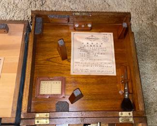 Vintage Japanese Brass Wood Maritime Sextant In Wooden Case (2 Available)