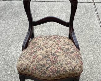Antique Wooden Chair W/ Needlepoint Seat
