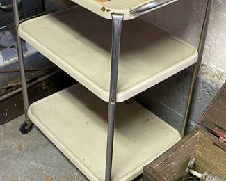 Vintage 3 Tier Metal Rolling Cart